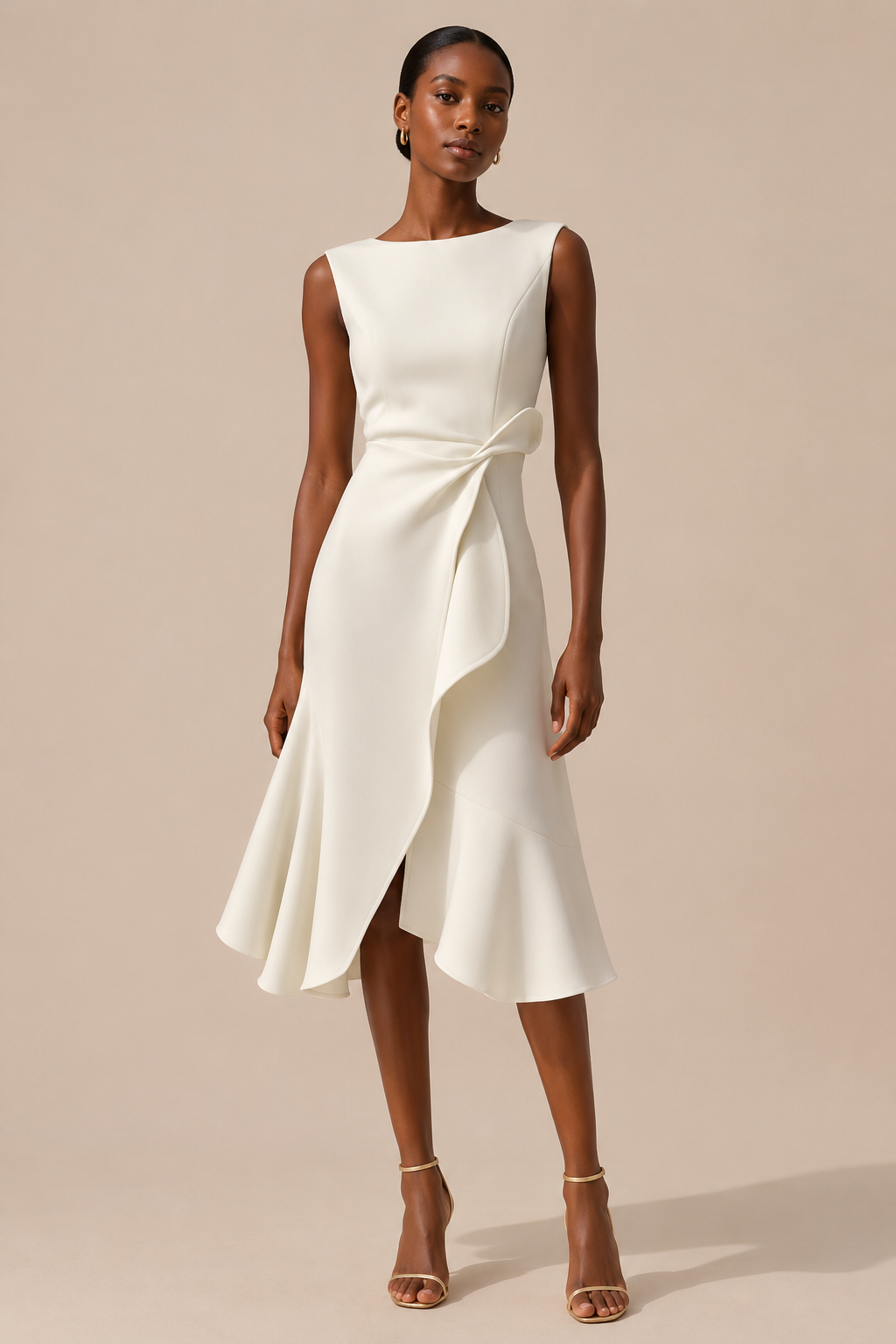 Loovay Mirevia Midi-jurk met Strikdetail en Volantrok