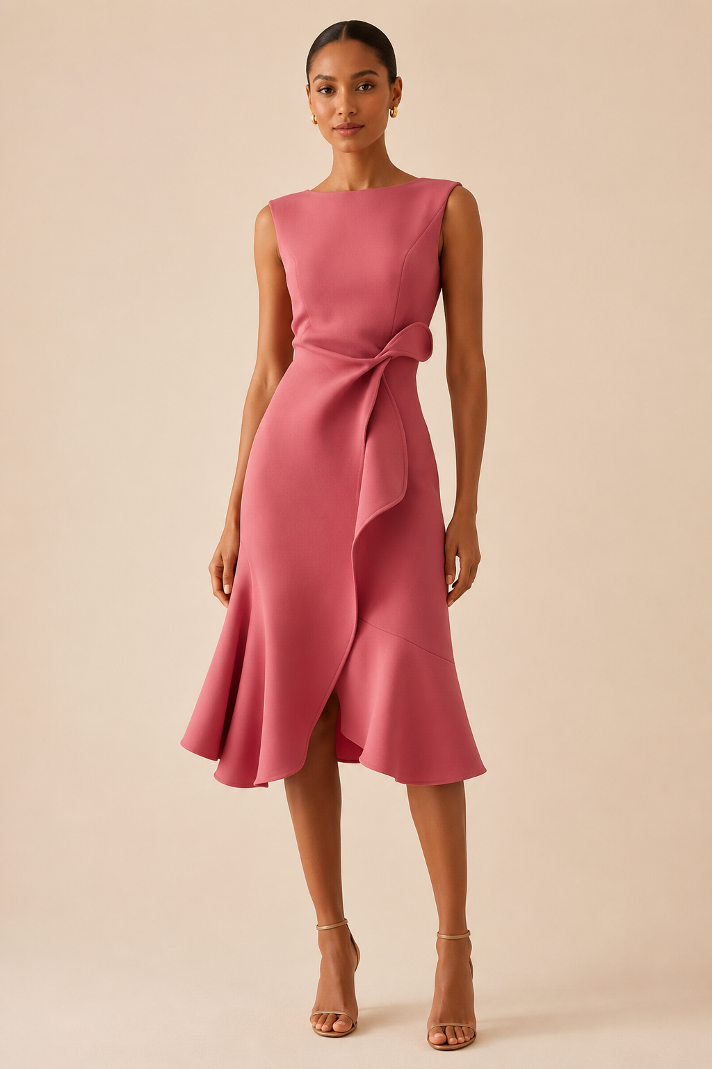 Loovay Mirevia Midi-jurk met Strikdetail en Volantrok