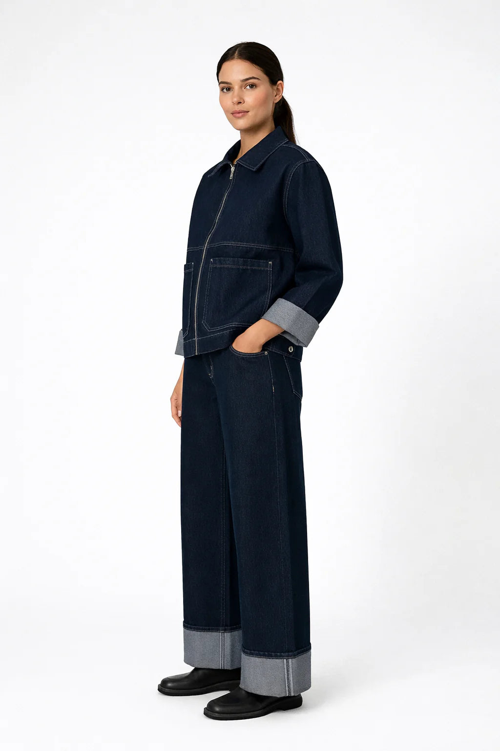 Loovay Draxelle Set, Donkere Denim Co-ord
