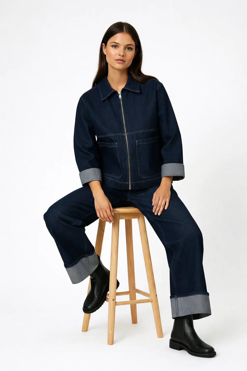 Loovay Draxelle Set, Donkere Denim Co-ord