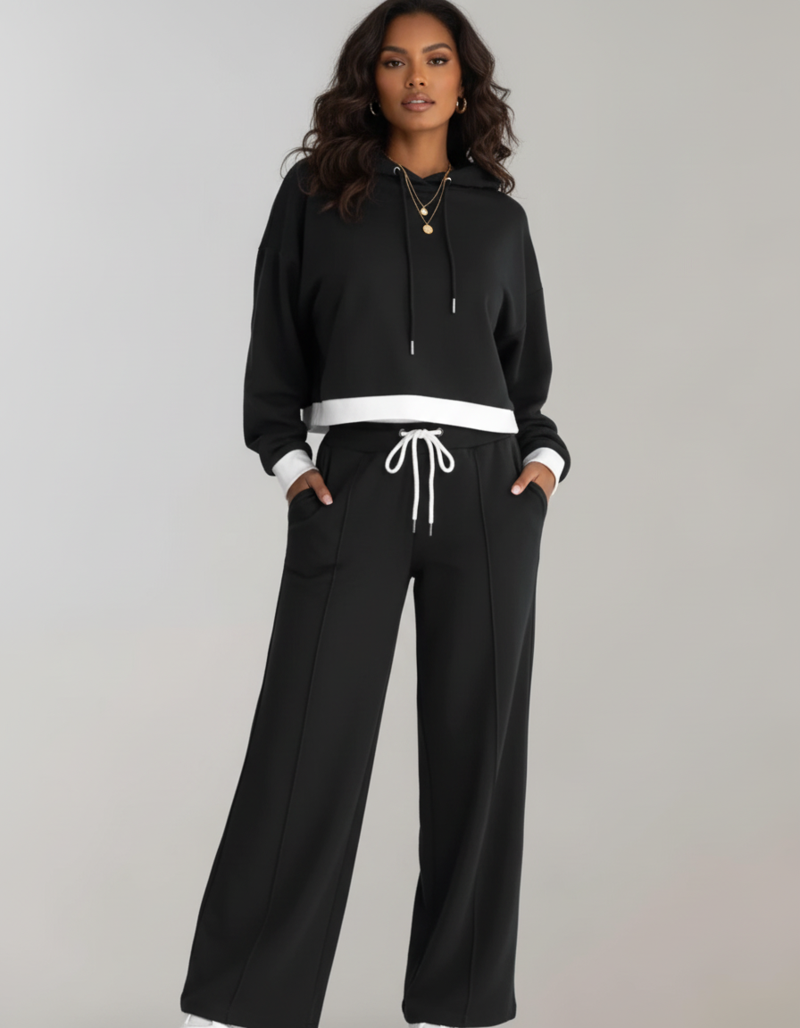 Loovay Calina Lounge Set met Hoodie en Wide Leg Broek