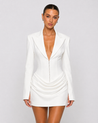 Loovay Audélise Blazer Mini Jurk met Drapering
