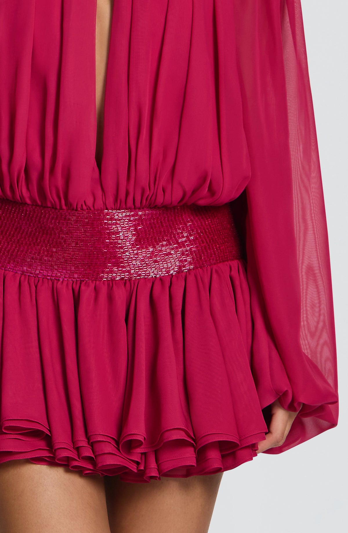 Loovay Serelise Off Shoulder Mini Jurk met Ballonmouwen