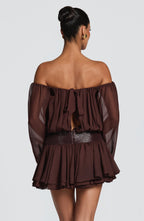 Loovay Serelise Off Shoulder Mini Jurk met Ballonmouwen