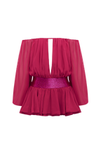 Loovay Serelise Off Shoulder Mini Jurk met Ballonmouwen