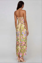 Loovay Botanique, Strapless Maxi-Jurk met Bloemborduurwerk