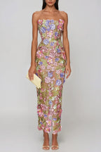 Loovay Botanique, Strapless Maxi-Jurk met Bloemborduurwerk