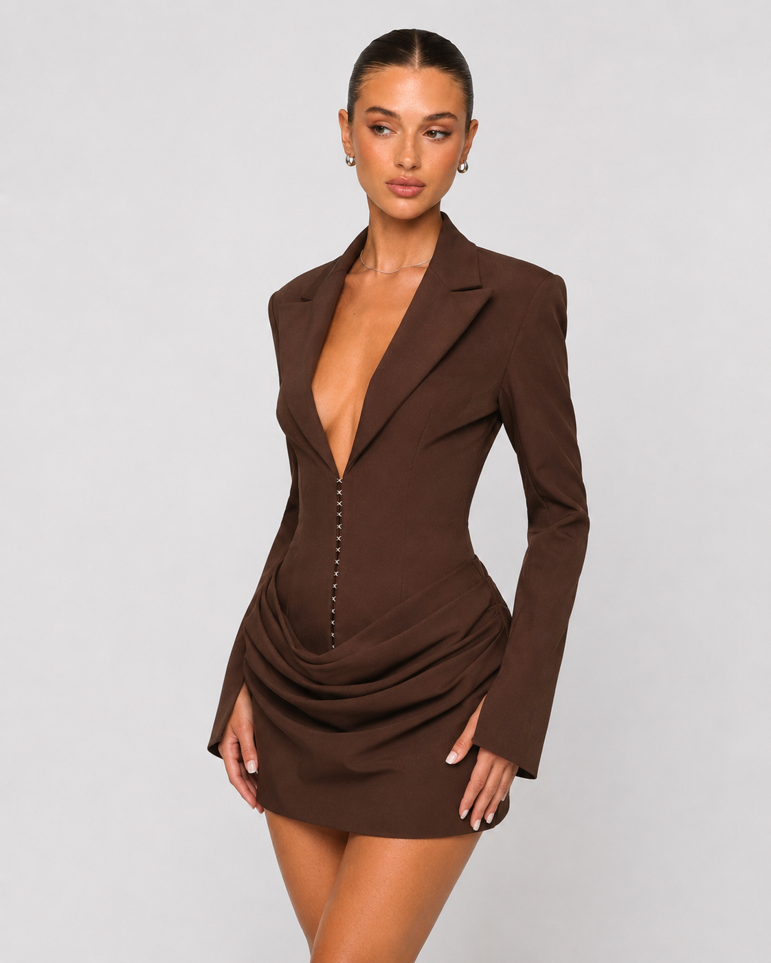 Loovay Audélise Blazer Mini Jurk met Drapering