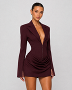 Loovay Audélise Blazer Mini Jurk met Drapering