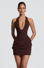 Loovay Calivora Halter Mini Jurk met Geplooide Heuppanelen