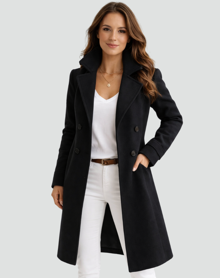 Loovay Aveline Dames Trenchcoat Midi met Dubbele Knoopsluiting