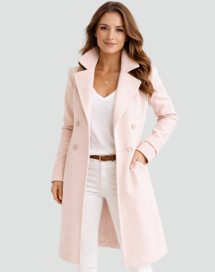 Loovay Aveline Dames Trenchcoat Midi met Dubbele Knoopsluiting