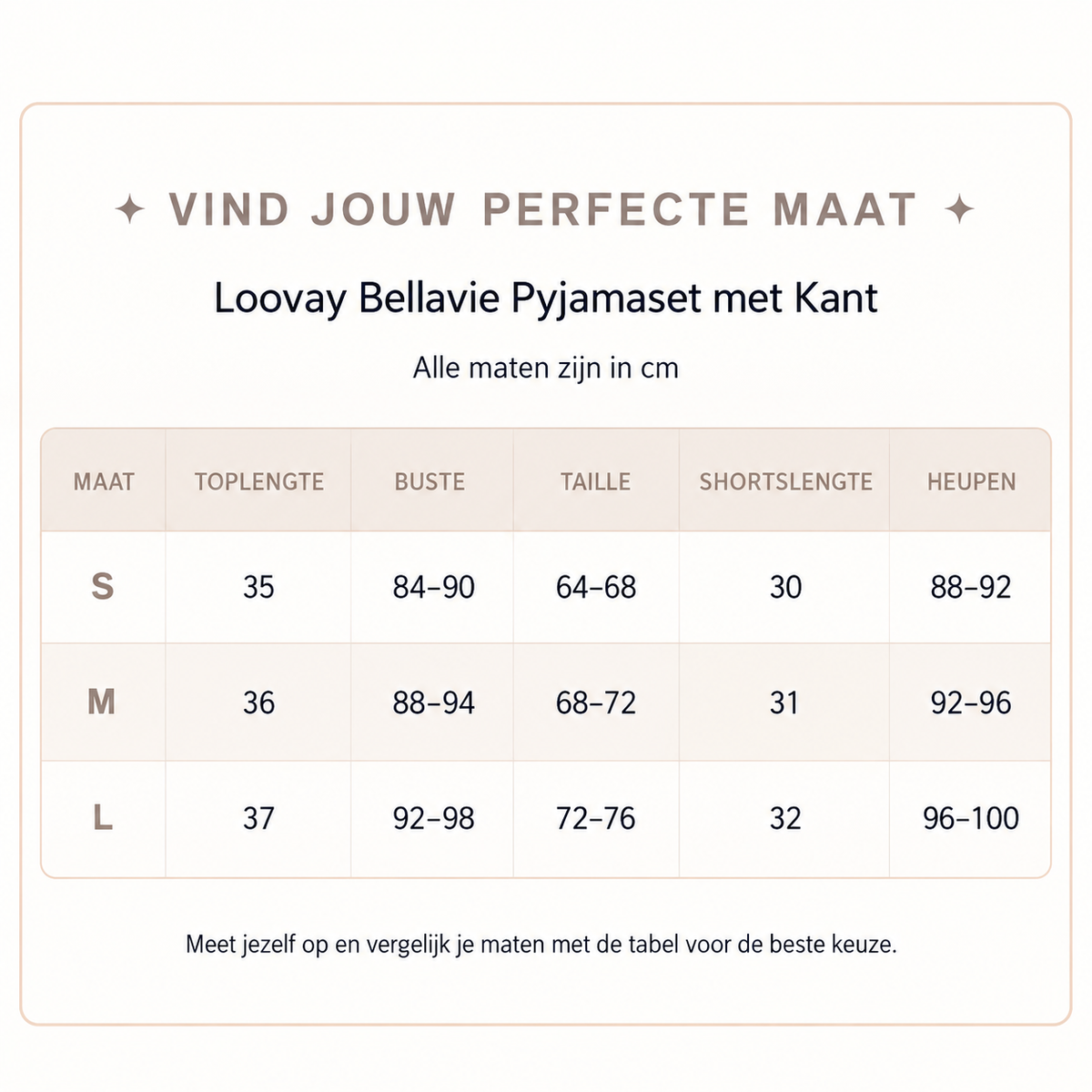 Loovay Bellavie Pyjamaset met Kant
