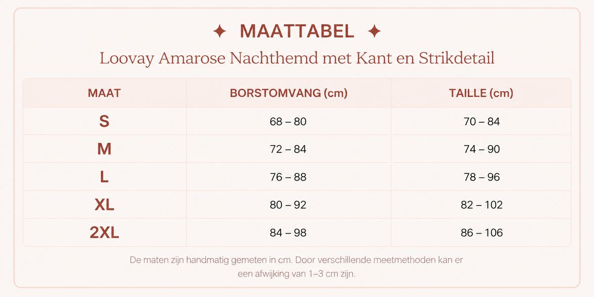 Loovay Amarose Nachthemd met Kant en Strikdetail