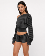Loovay Rayélise Gestreepte Loungeset met Shorts