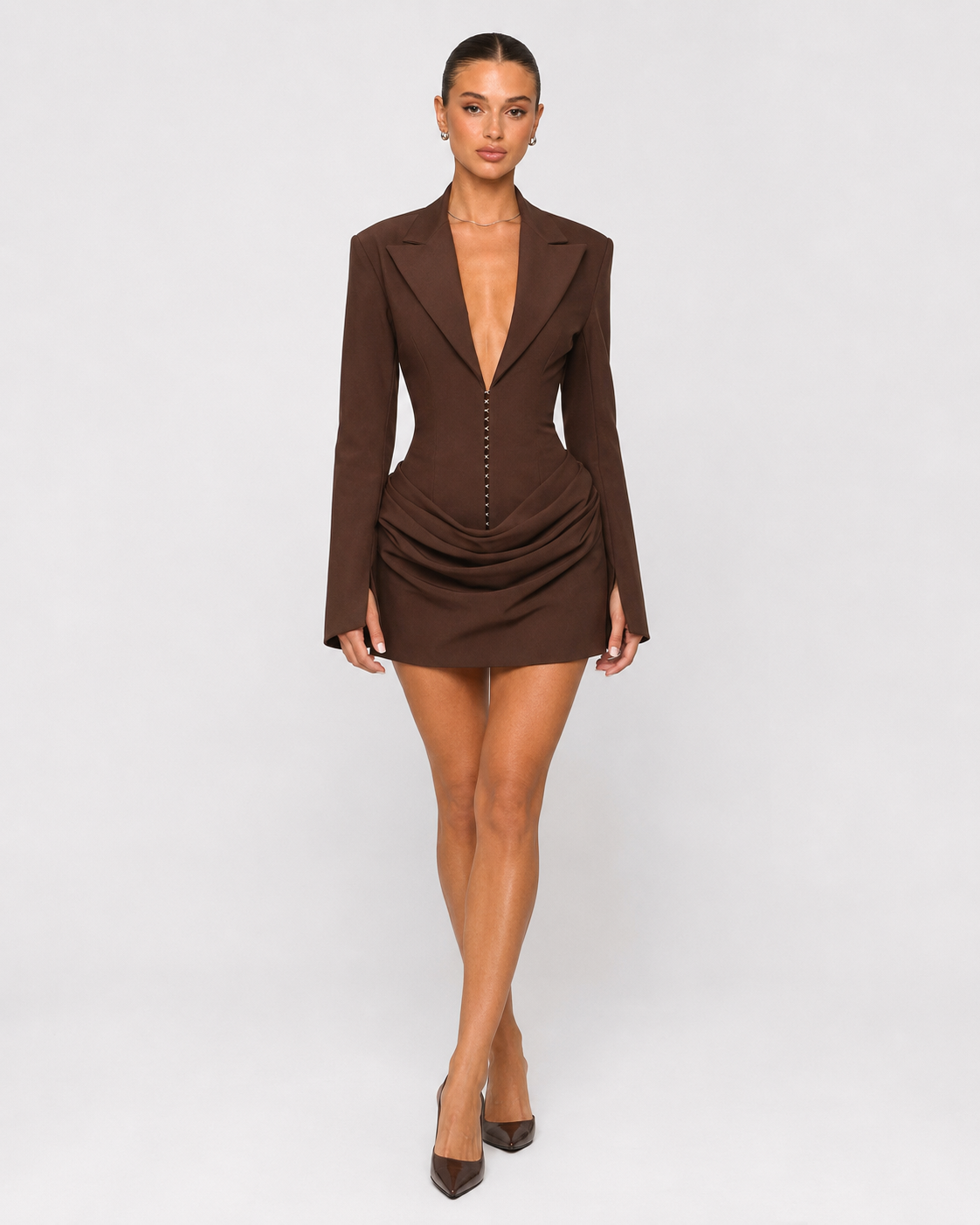 Loovay Audélise Blazer Mini Jurk met Drapering