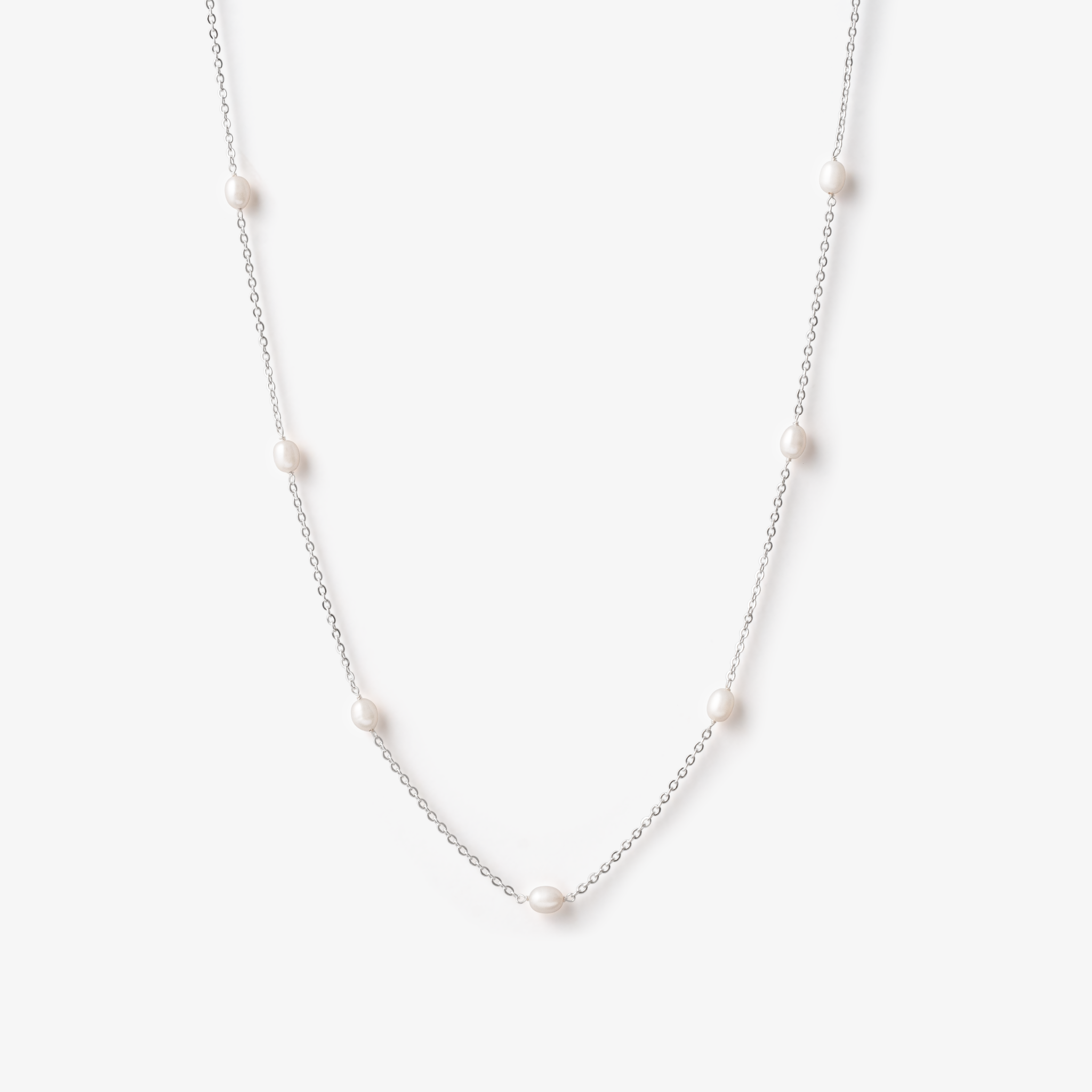 Loovay Lunéa Ketting, Zilverkleurige Zoetwaterparel Ketting