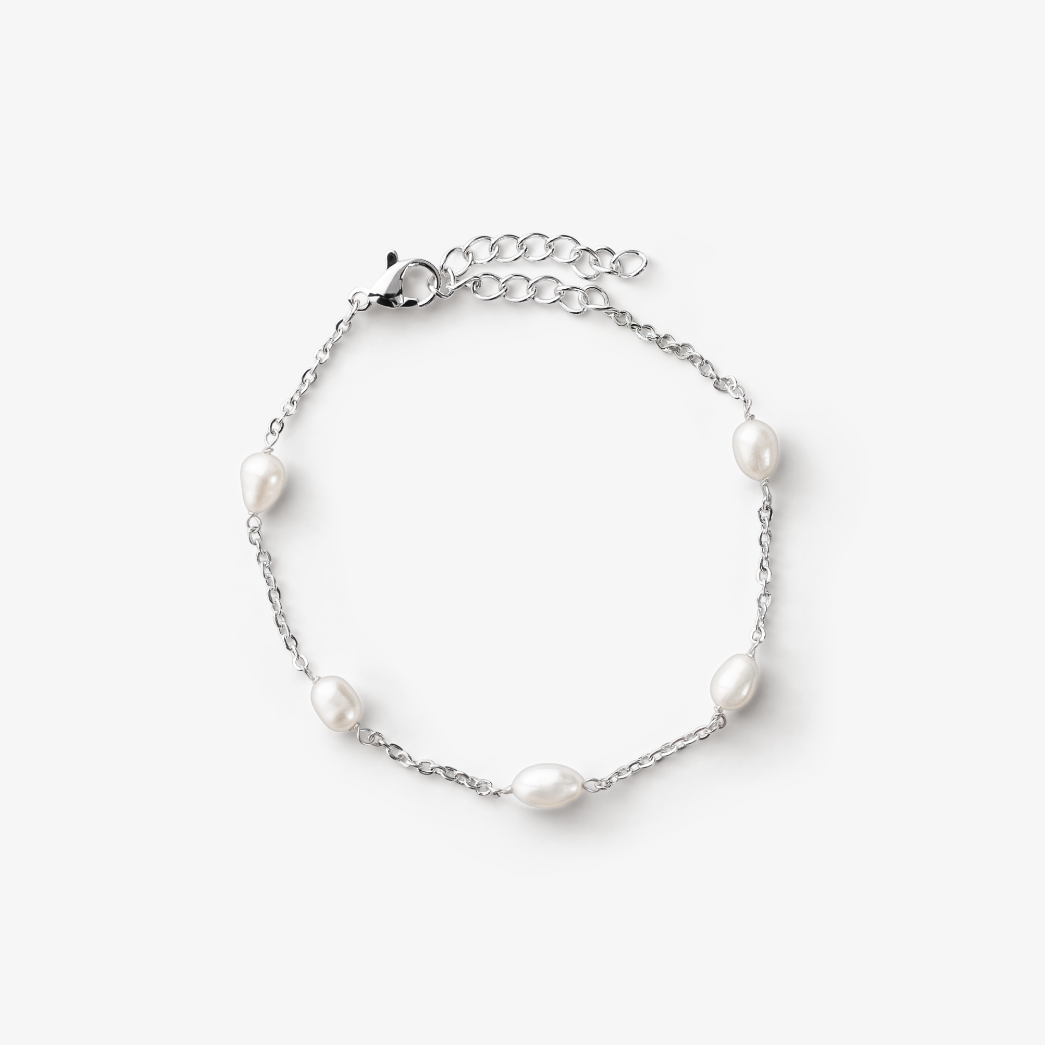 Loovay Lunéva Armband, Zilverkleurige Zoetwaterparel Armband