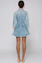 Loovay Rivet, Getailleerde Denim Mini-Jurk