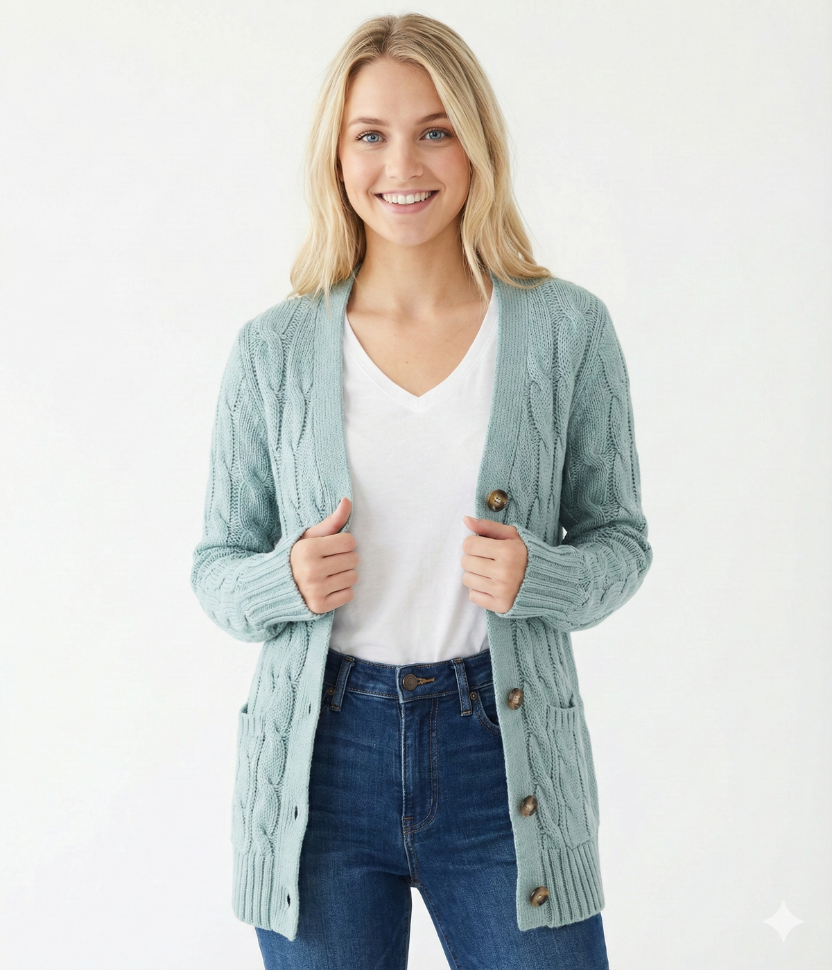 Loovay Elouise Lang Kabelvest met Knopen