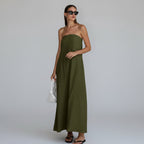 Loovay Solévara Jurk, Strapless Maxi met Linnen Look