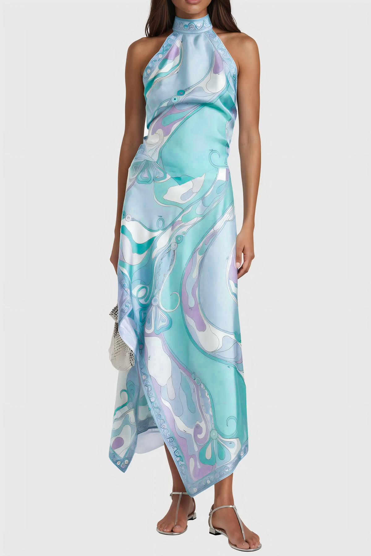 Loovay Aqualis, Haltertop en Maxi-Rok Set met Print