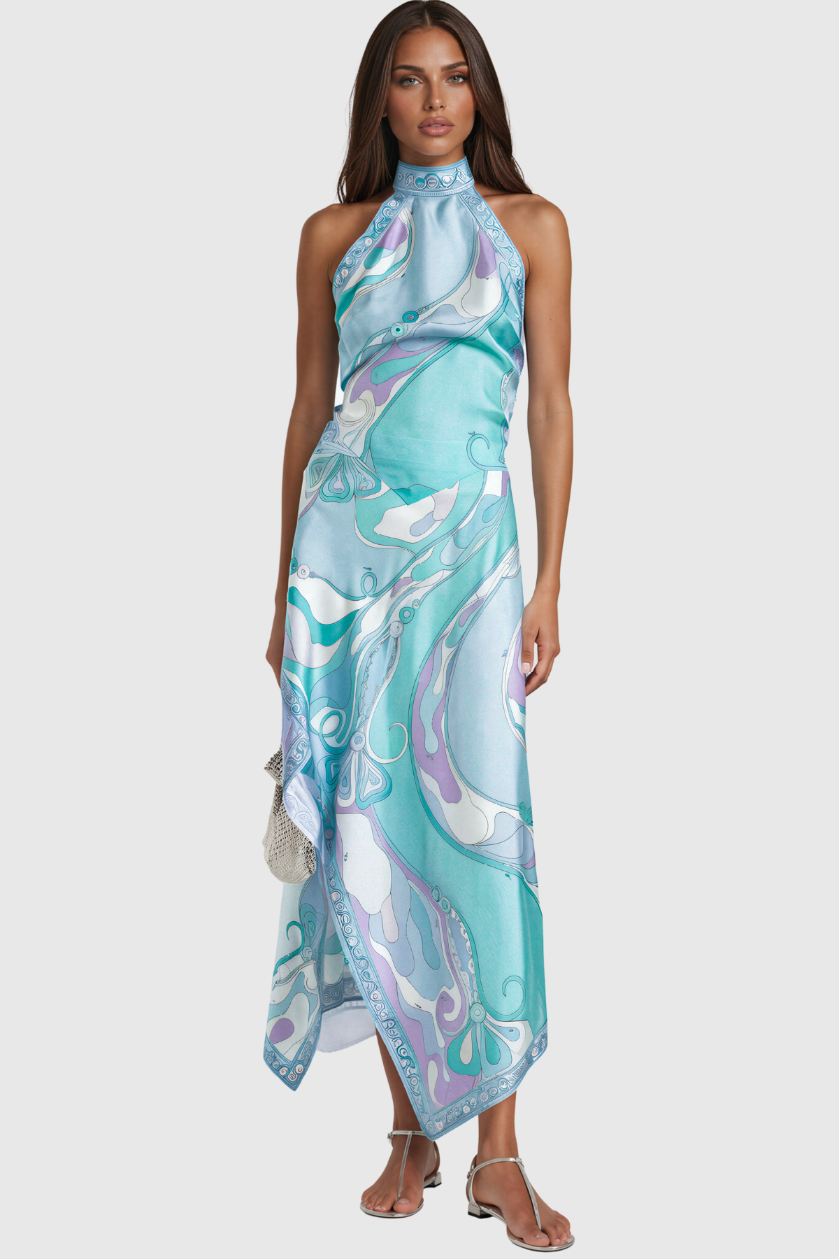 Loovay Aqualis, Haltertop en Maxi-Rok Set met Print