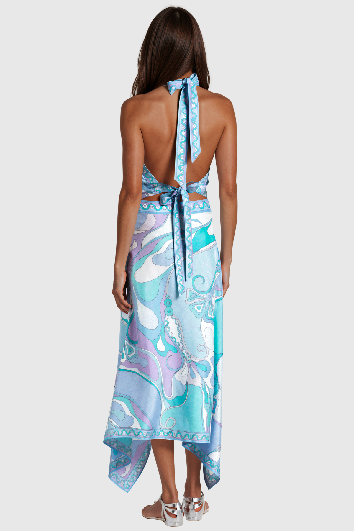 Loovay Aqualis, Haltertop en Maxi-Rok Set met Print