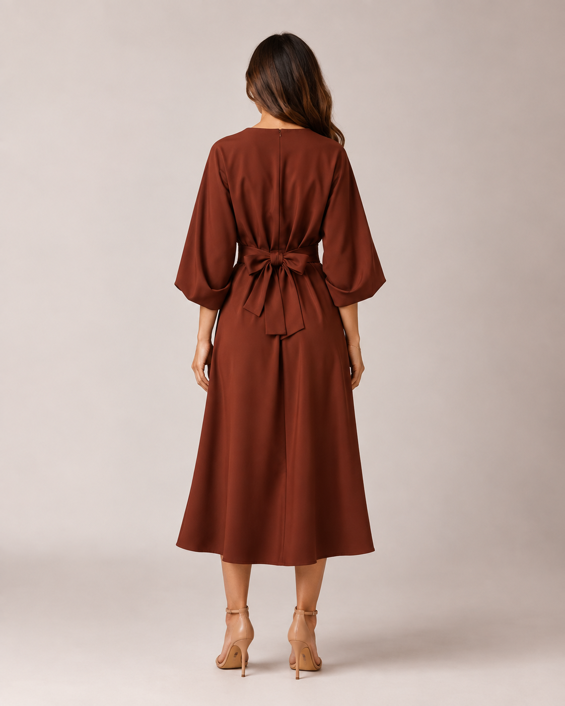 Loovay Serunora Midi Jurk met Strikceintuur