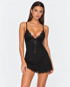 Loovay Amarose Nachthemd met Kant en Strikdetail