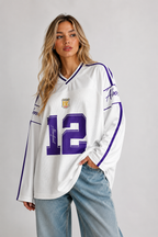 Loovay Virelle Top, Oversized Varsity Jersey