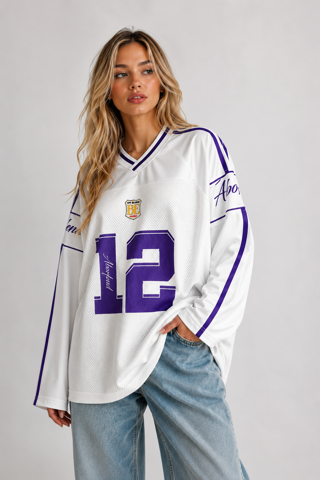 Loovay Virelle Top, Oversized Varsity Jersey