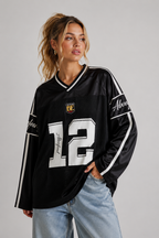 Loovay Virelle Top, Oversized Varsity Jersey