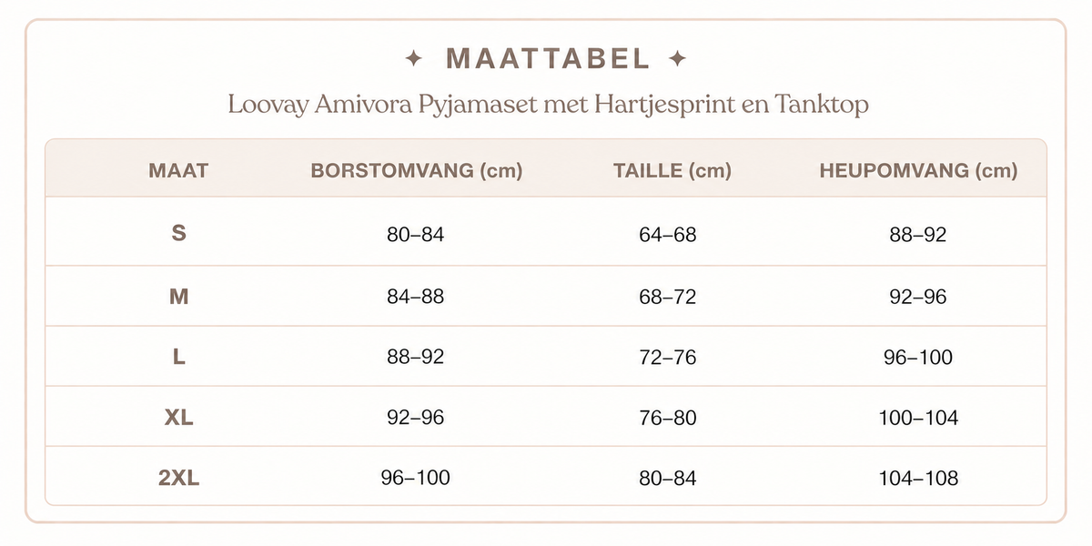 Loovay Amivora Pyjamaset met Hartjesprint en Tanktop