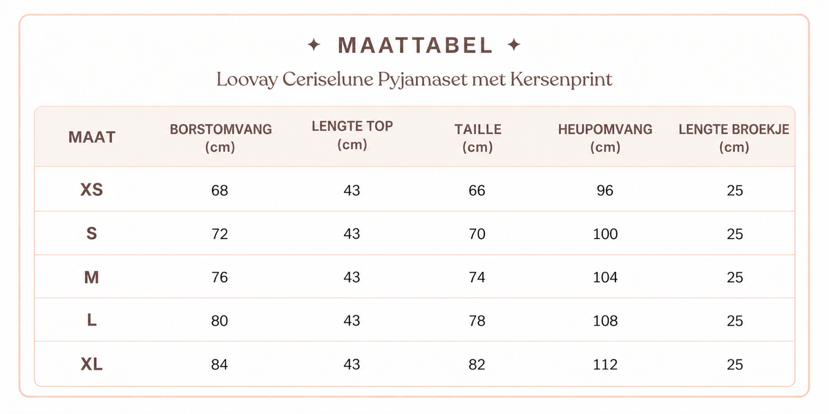 Loovay Ceriselune Pyjamaset met Kersenprint