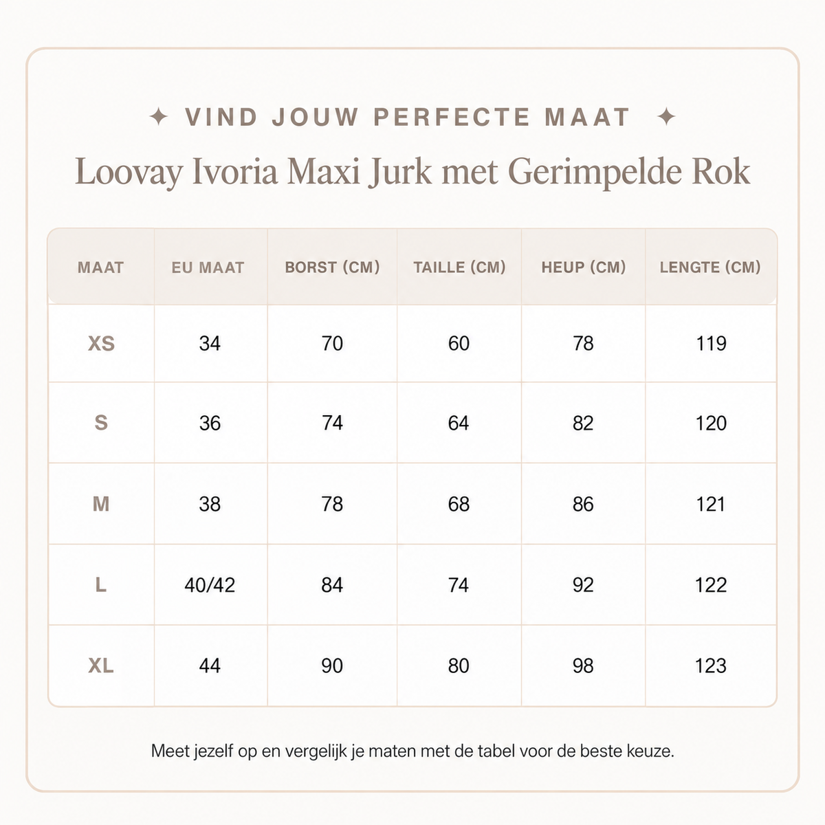Loovay Ivoria Maxi Jurk met Gerimpelde Rok