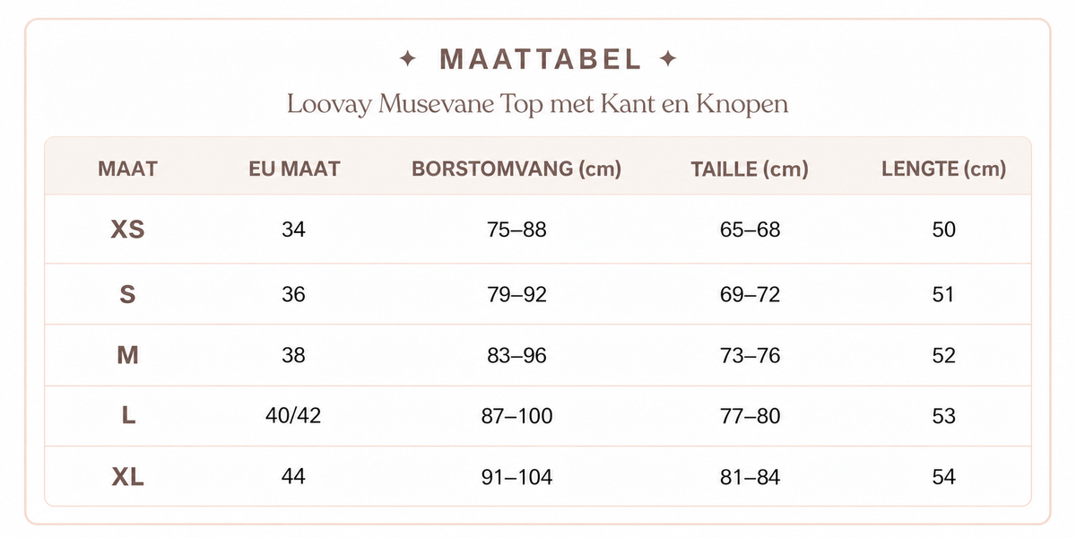 Loovay Musevane Top met Kant en Knopen