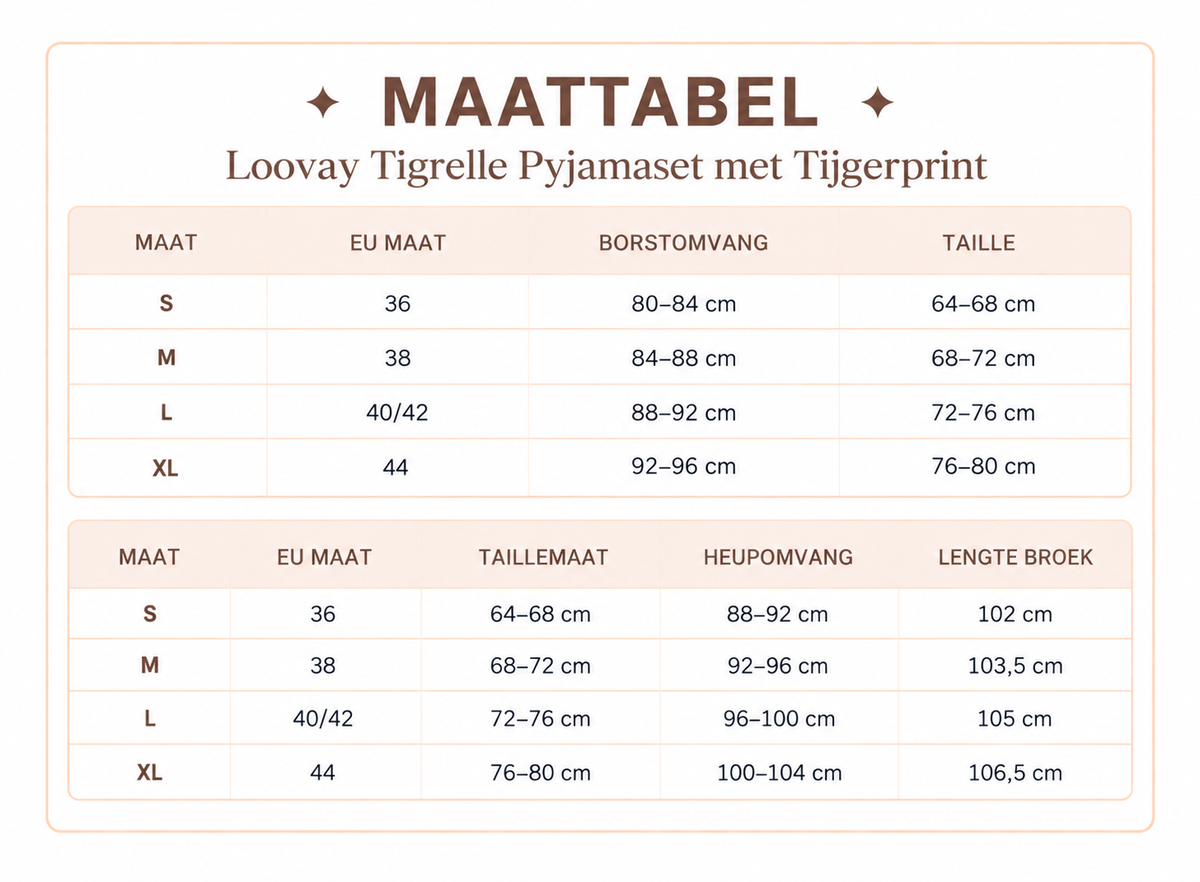 Loovay Tigrelle Pyjamaset met Tijgerprint