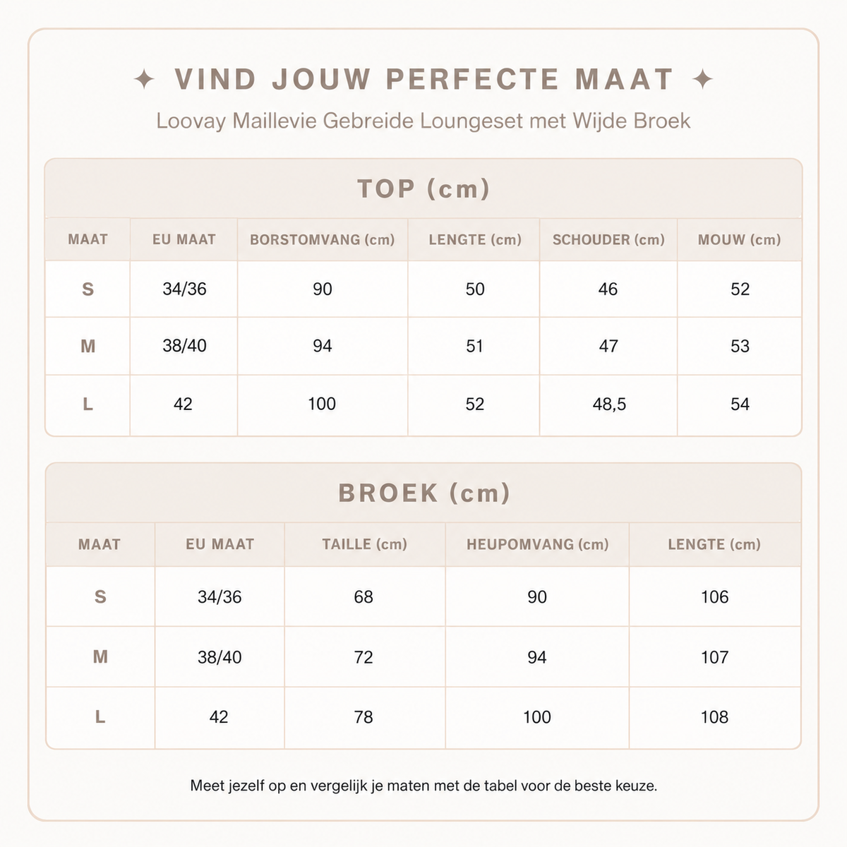 Loovay Maillevie Gebreide Loungeset met Wijde Broek