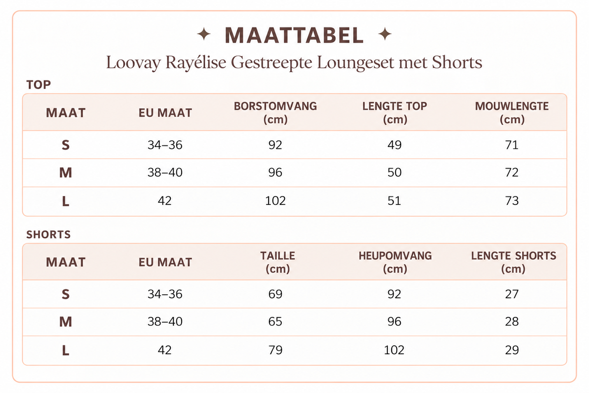 Loovay Rayélise Gestreepte Loungeset met Shorts
