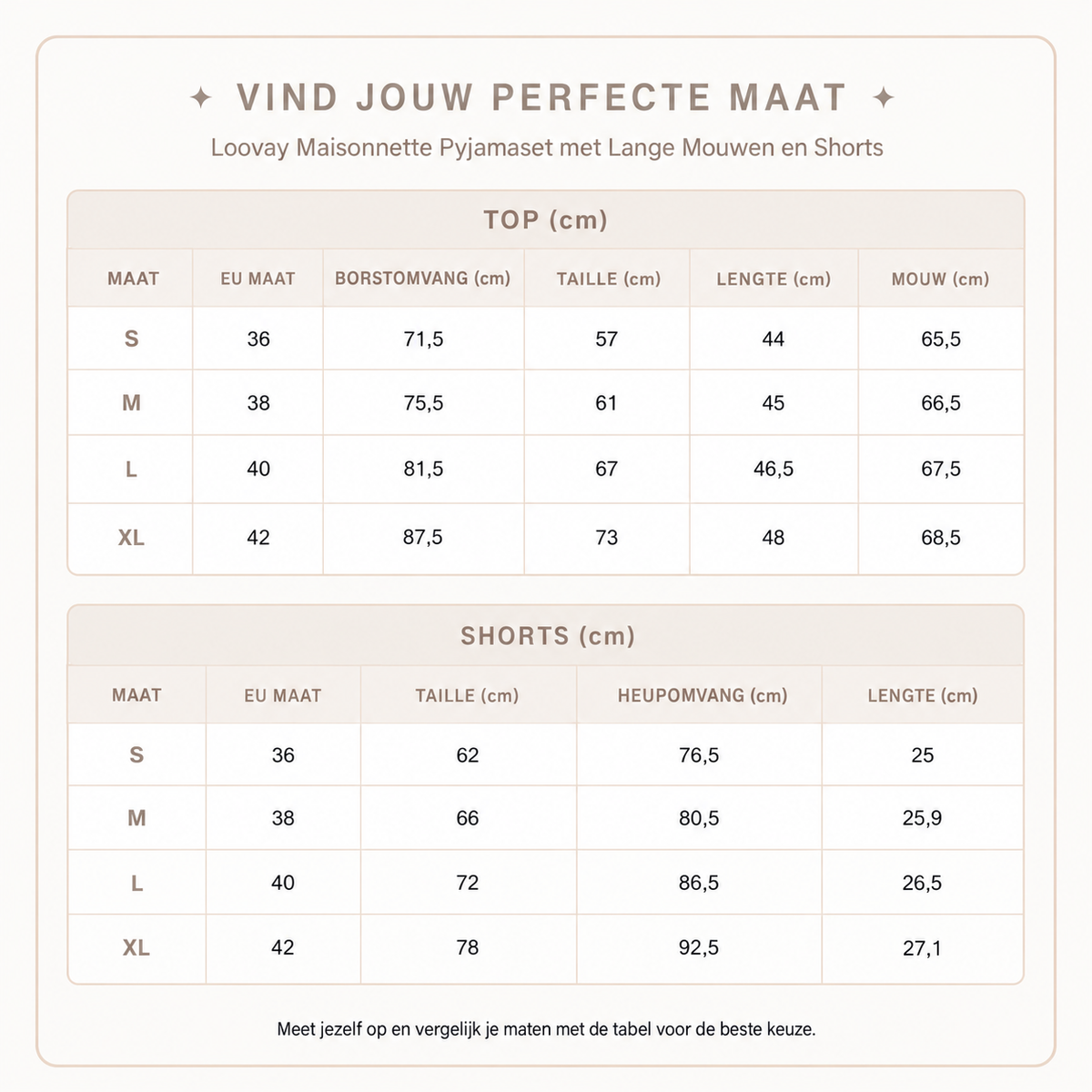 Loovay Maisonnette Pyjamaset met Lange Mouwen en Shorts