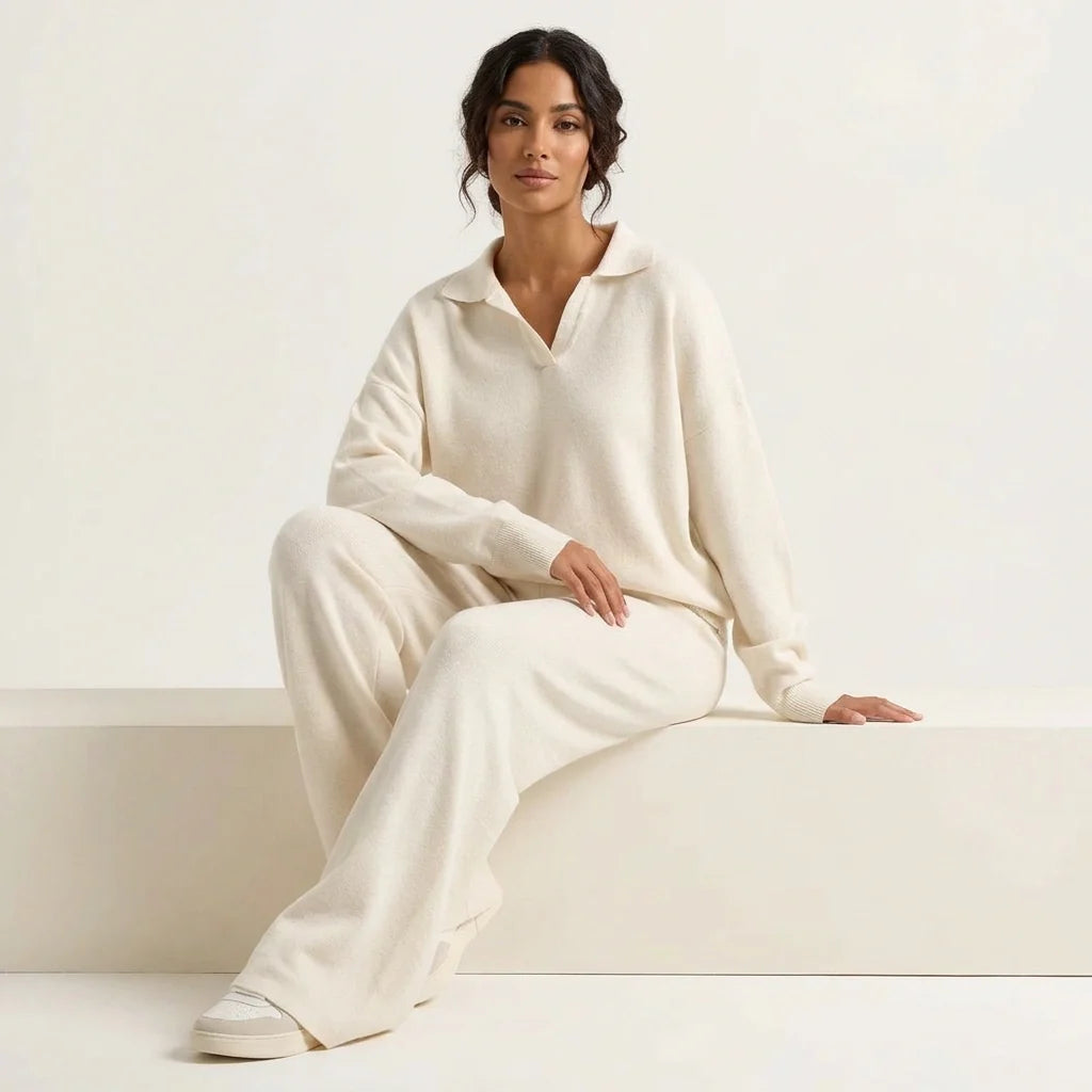Loovay Clairmont Lounge Set met Kraag en Broek