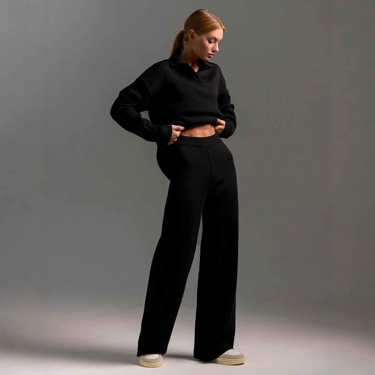 Loovay Clairmont Lounge Set met Kraag en Broek