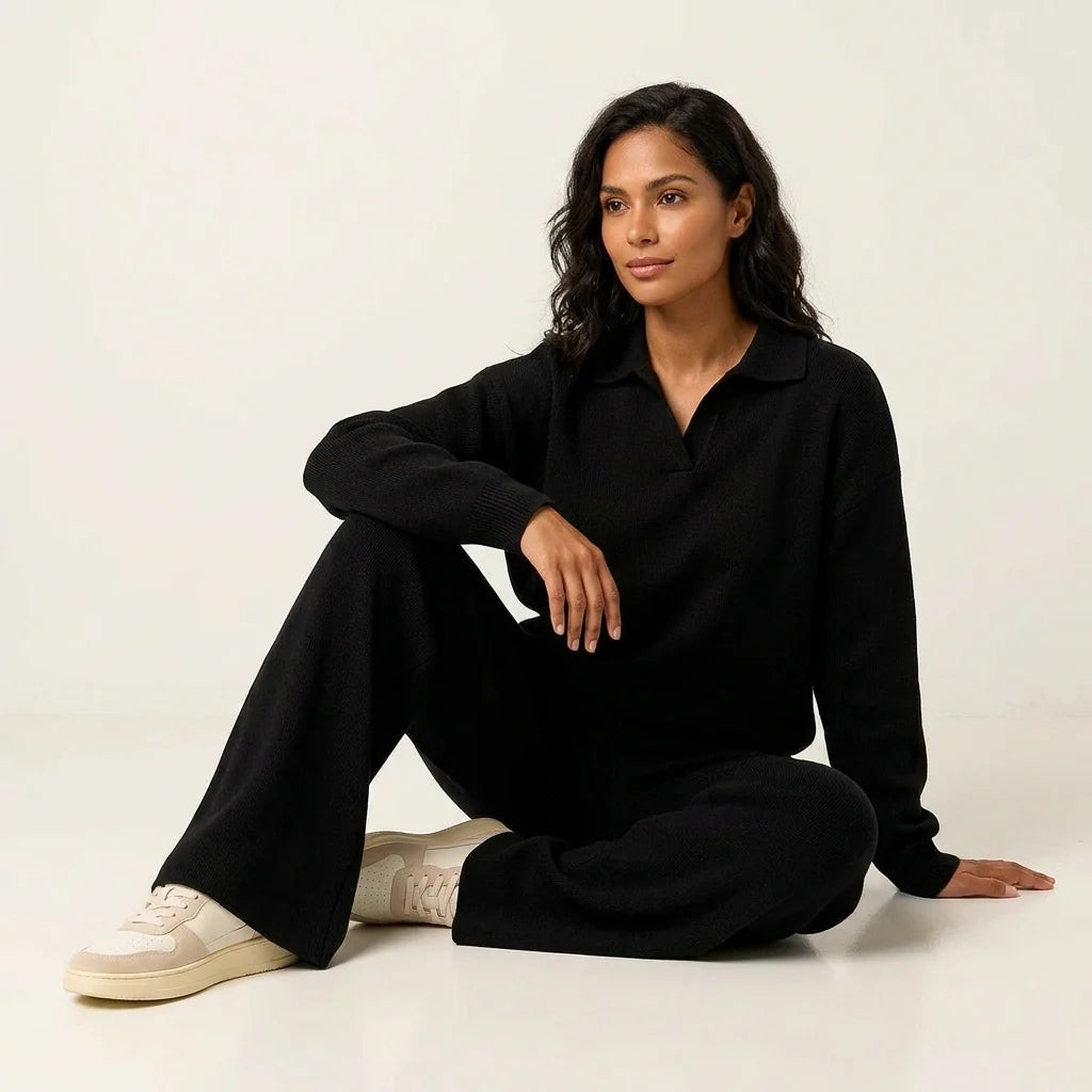 Loovay Clairmont Lounge Set met Kraag en Broek