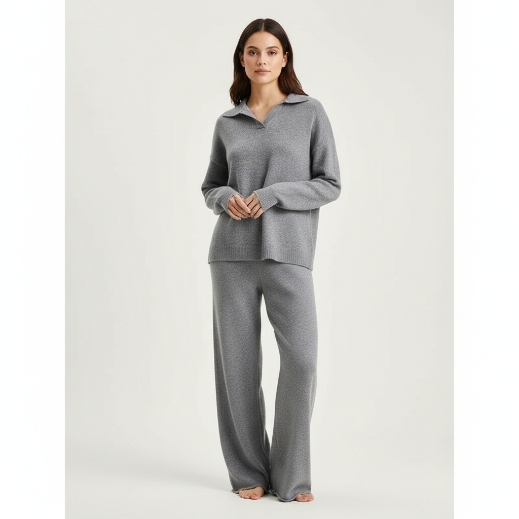 Loovay Clairmont Lounge Set met Kraag en Broek