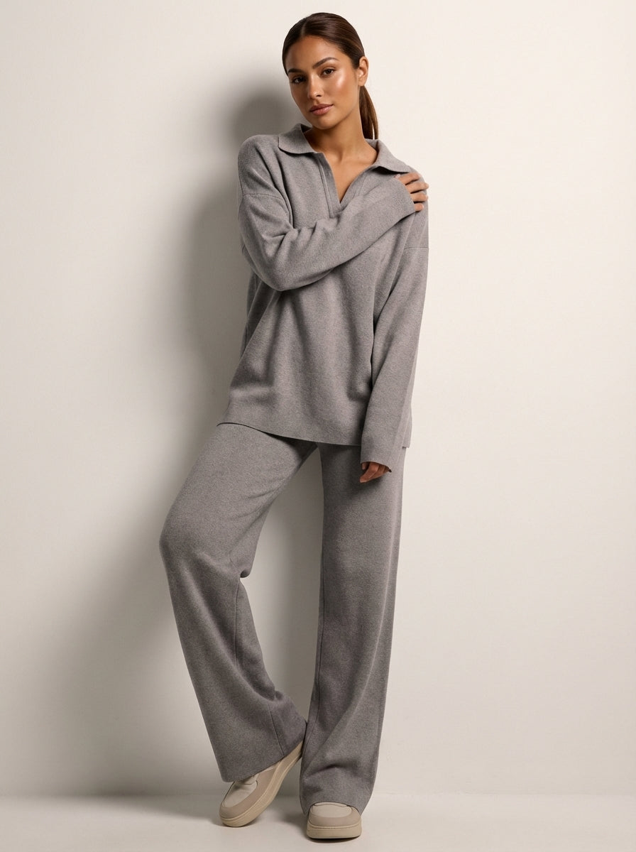 Loovay Clairmont Lounge Set met Kraag en Broek