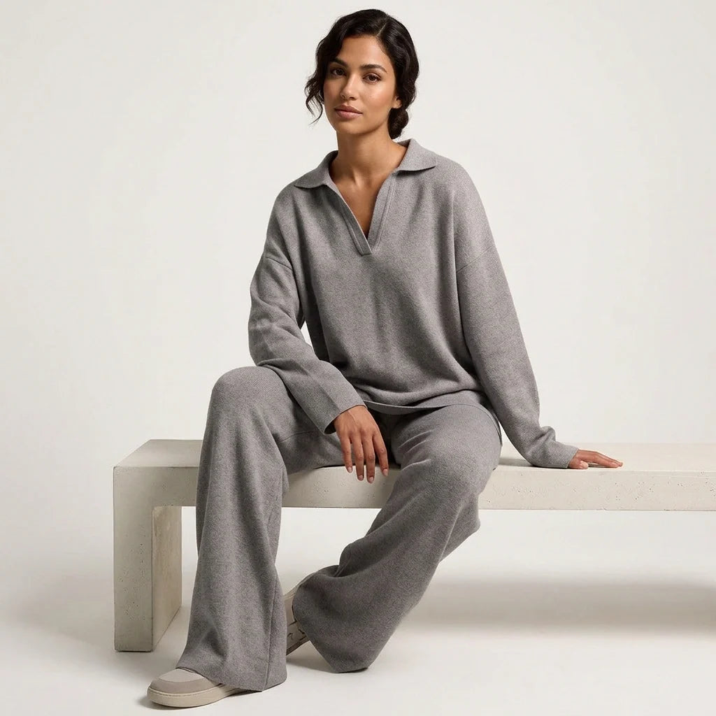 Loovay Clairmont Lounge Set met Kraag en Broek