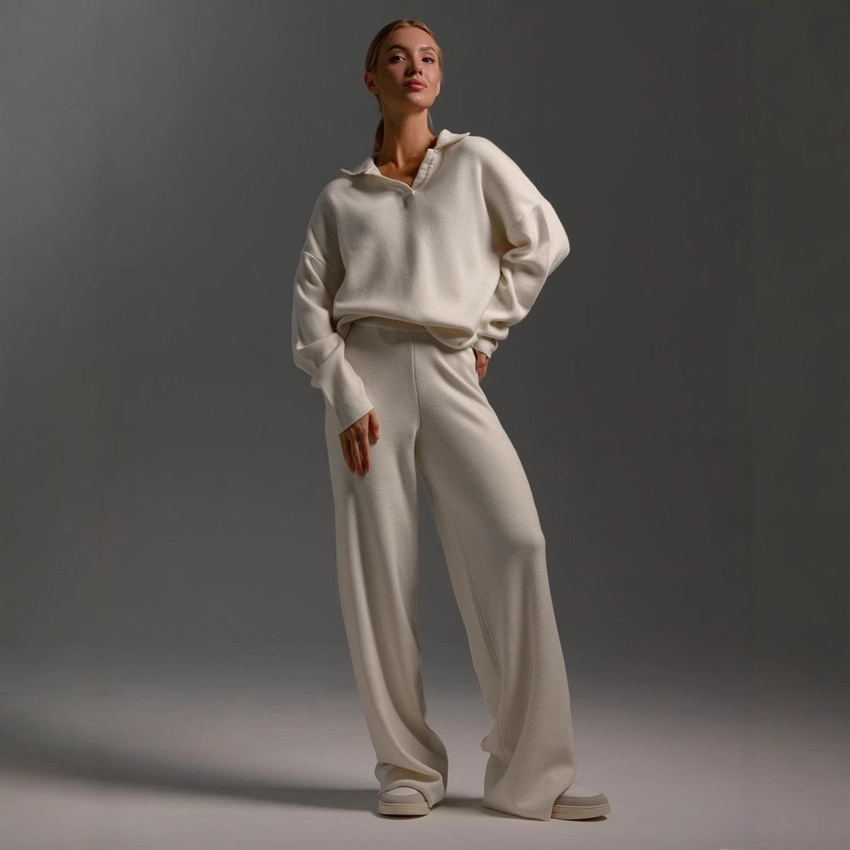 Loovay Clairmont Lounge Set met Kraag en Broek