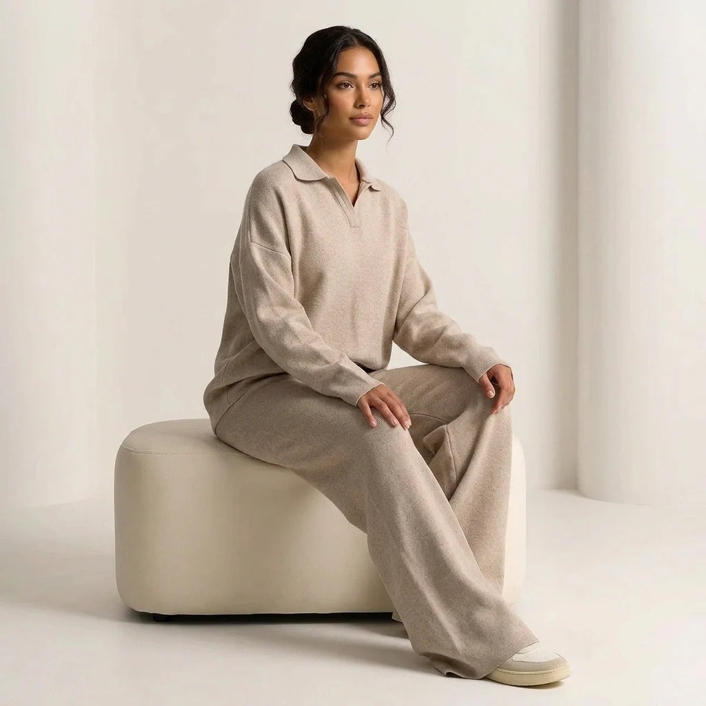 Loovay Clairmont Lounge Set met Kraag en Broek