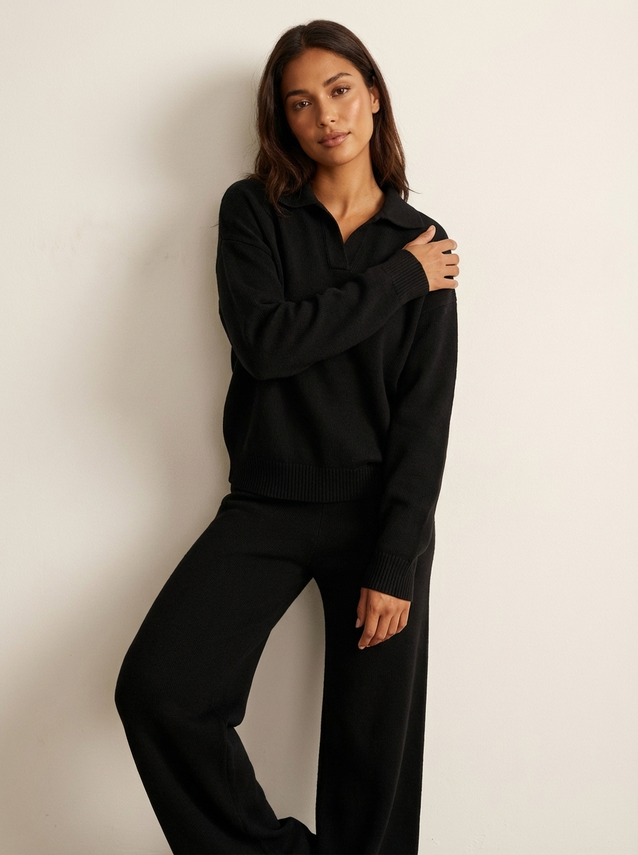 Loovay Clairmont Lounge Set met Kraag en Broek